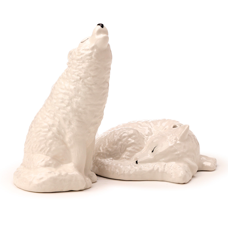 SP98_001 Ceramic Salt & Pepper Set - White Wolf - Image 1
