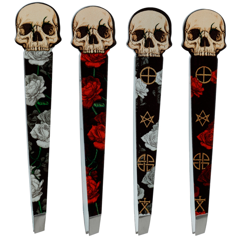 TWEE40_001 Shaped Tweezers - Skull and Roses - Image 1