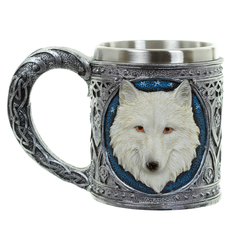 WOLF29_001 Decorative Tankard - White Wolf - Image 1
