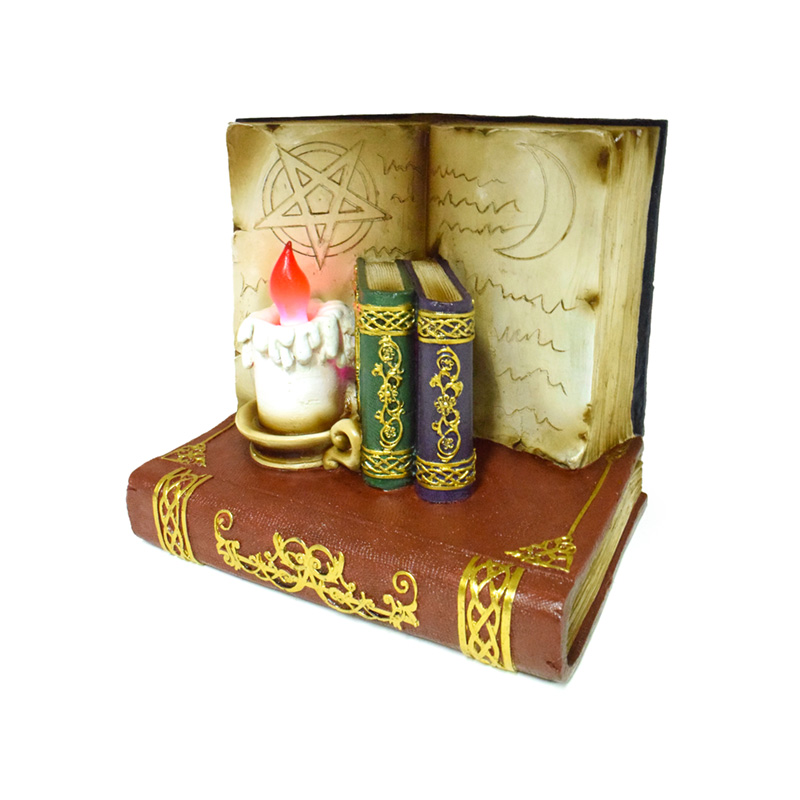 WS163B_001 World Figure LED Display Stand - Witches Black Cat & Wise Old Magical Owl - Image 1