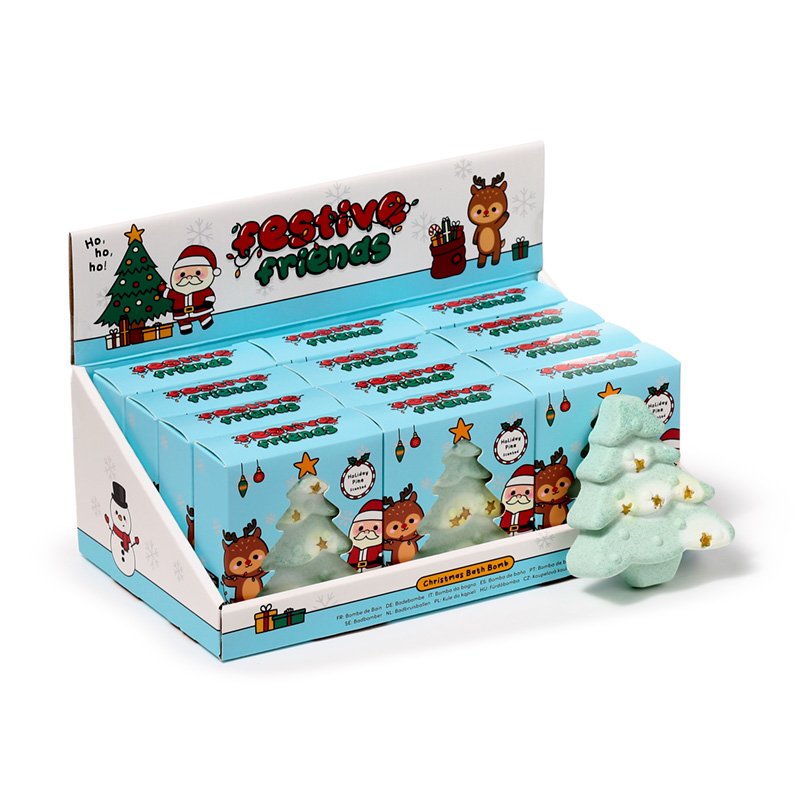 XBATH82_001 Handmade Shaped Bath Bomb in Gift Box - Christmas Tree - Image 1