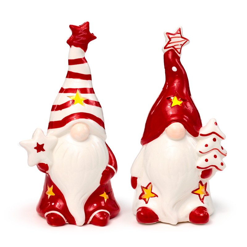 XDECO05_001 Ceramic LED Ornament - Christmas Gonk - Image 1