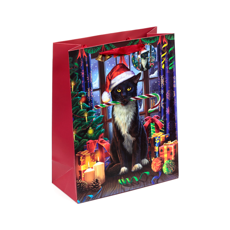 XGBAG124A_001 Christmas Gift Bag Large - Lisa Parker Christmas Krampus Cat - Image 1