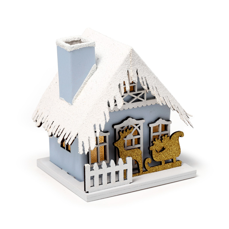 XHOU04_001 LED Decoration - Christmas Sleigh Scene House - Image 1