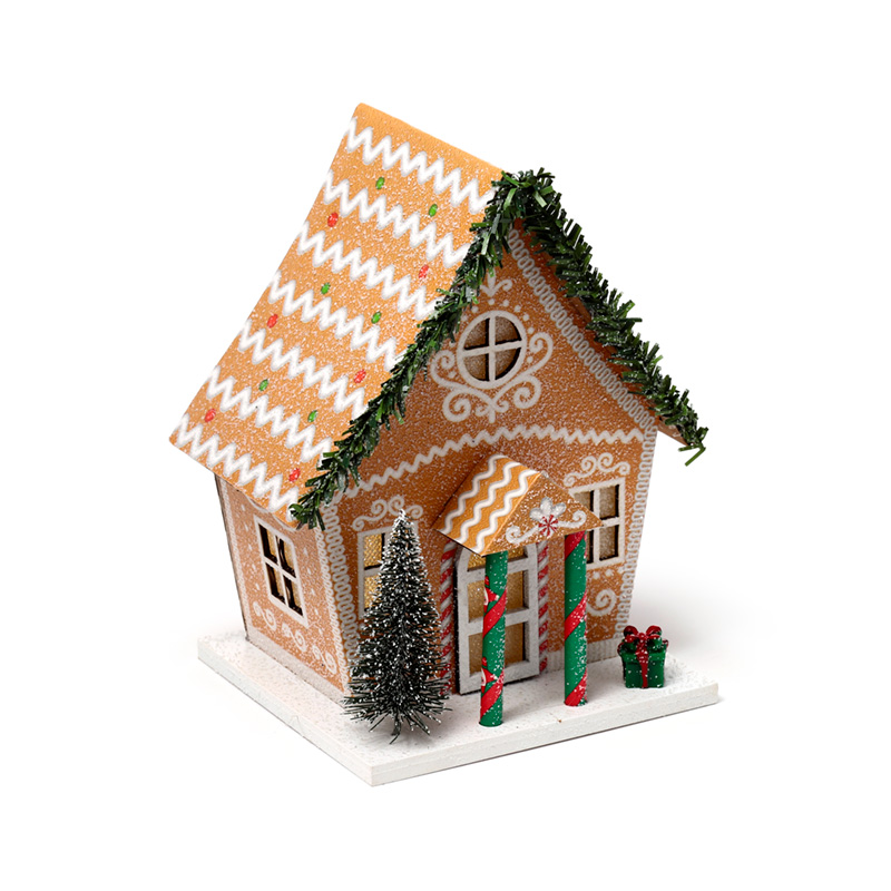 XHOU07_001 LED Decoration - Christmas Gingerbread House - Image 1