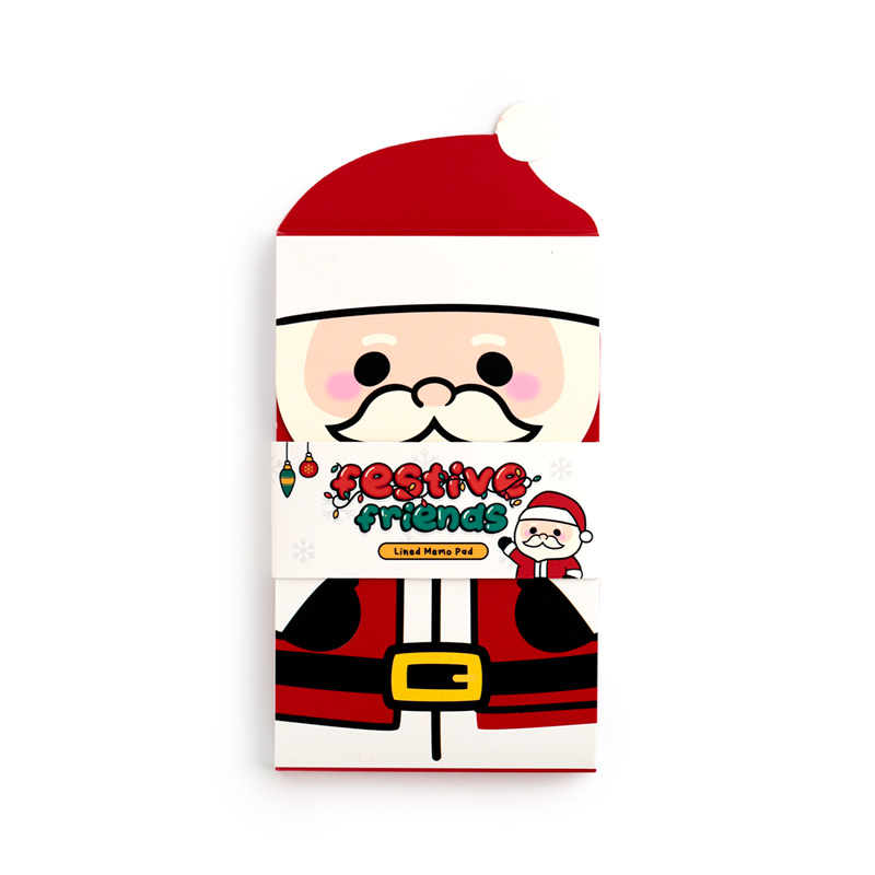 XMEMO123_001 Flip Open Shaped Memo Pad - Christmas Festive Friends Santa - Image 1