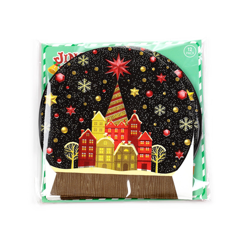 XNAPK04_001 Pack of 12 Napkins - Christmas Snow Globe - Image 1