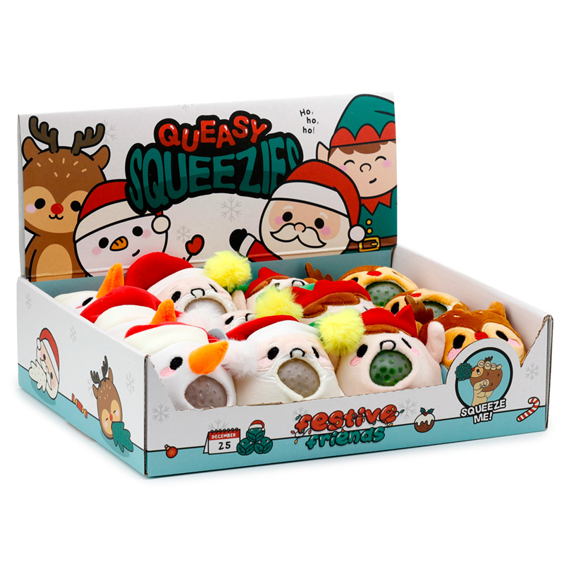 XTY844_001 Queasy Squeezies Fidget Toy - Christmas Festive Friends - Image 1