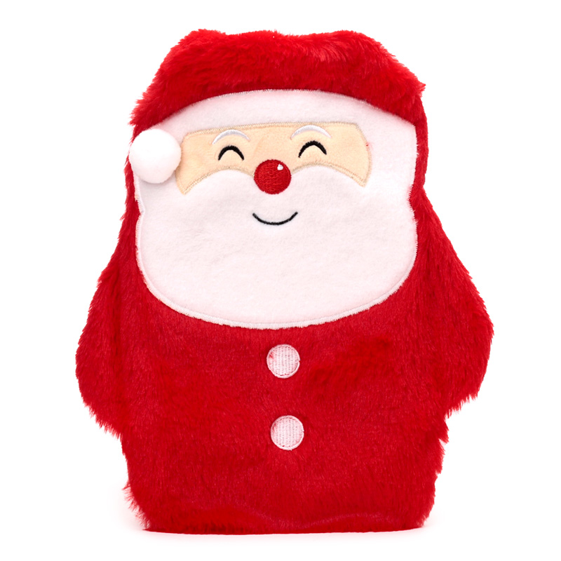XWARM88_001 Hot Water Bottle with Plush Cover 650ml - Christmas Santa - Image 1