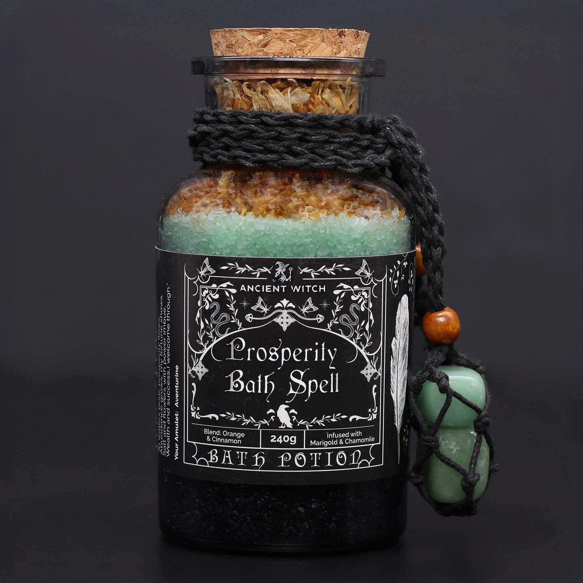 bG9jYWw6Ly9tZWRpYS8xUS8yQy82MFIzMEMxSjY0U0syQzFRL2Y4NThmNjJjLmpwZw.jpg Ancient Witch Bath Spell Potion & Aventurine Crystal Amulet - Prosperity - Image 1